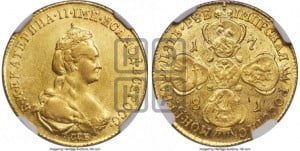 5 рублей 1781 года СПБ (новый тип, шея длиннее)