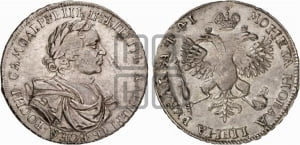 1 рубль 1719 года L (портрет в латах, без знака медальера)