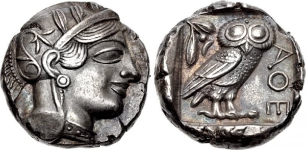Афинская тетрадрахма, около 490 года до н. э.