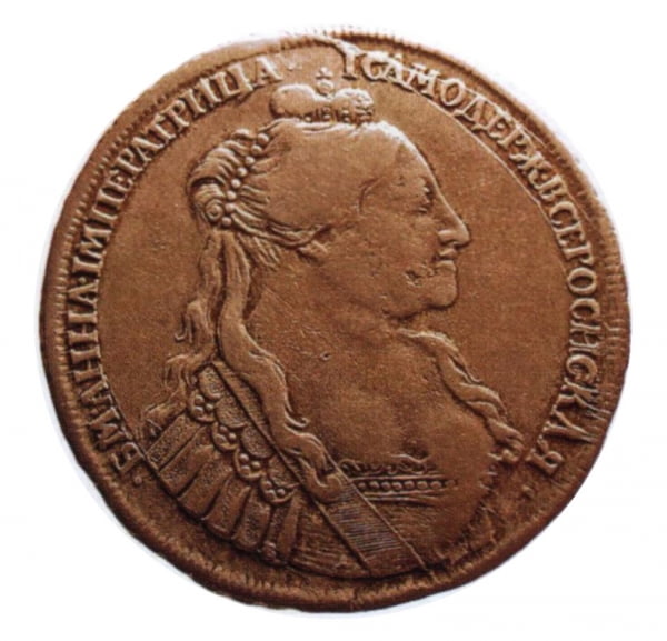 Лицевая сторона рубля Анны Иоанновны, 1734 г.