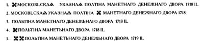 Гурт - Полтина 1719 года OK/L (портрет в латах, без пряжки на плече, знак медальера ОК, инициалы минцмейстера L)
