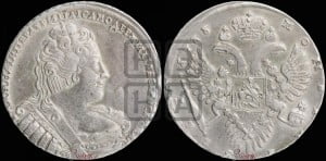 1 рубль 1733 года (без броши на груди, разновидности не отмеченные редкостью)