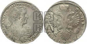 Полтина 1733 года (голова смещена влево)