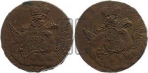 Копейка 1756 года (с орлом в облаках, гурт “ЕКАТЕРИНБУРГСКОГО ДВОРА”)