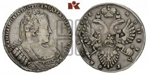 1 рубль 1733 года (без броши на груди, разновидности не отмеченные редкостью)