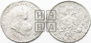 Полтина 1743 года ММД (ММД под портретом)