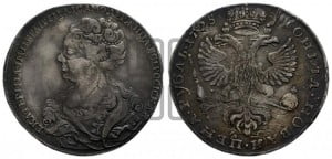 1 рубль 1725 года (Портрет влево, Московский тип, хвост орла широкий)