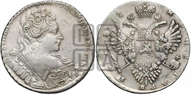 1 рубль 1732 года (хвост орла делит РУ-БЛЬ, между У и Б)