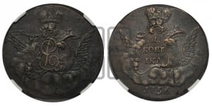 Копейка 1756 года (с орлом в облаках, гурт “ЕКАТЕРИНБУРГСКОГО ДВОРА”)