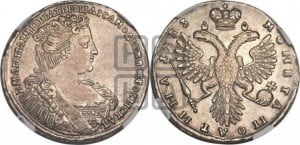 Полтина 1733 года (голова смещена влево)