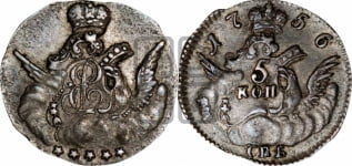 5 копеек 1756 года СПБ (кружок большого формата)