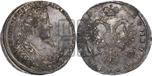 Полтина 1733 года (голова смещена влево)