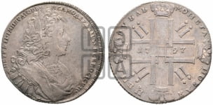 1 рубль 1727 года СПБ (петербургский тип, гурт шнуровидный, СПБ под портретом)