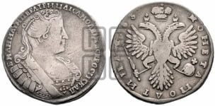Полтина 1733 года (голова смещена влево)