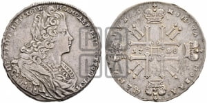 1 рубль 1728 года (голова разделяет надпись, без лент и банта в венке)