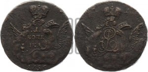 Копейка 1756 года (с орлом в облаках, гурт “ЕКАТЕРИНБУРГСКОГО ДВОРА”)