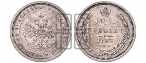25 копеек 1883 года СПБ/ДС (орел образца 1859 года СПБ/ДС)