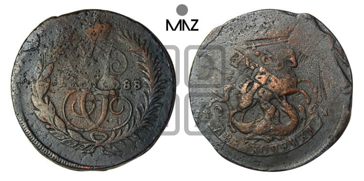 2 копейки 1788 года (СПМ, Санкт-Петербургский монетный двор)