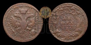 Денга 1730 года (крест державы узорчатый)