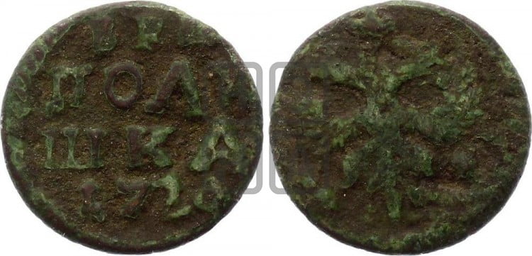 Полушка 1720 года (без букв монетного двора)