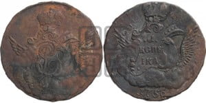 Копейка 1756 года (с орлом в облаках, гурт “ЕКАТЕРИНБУРГСКОГО ДВОРА”)