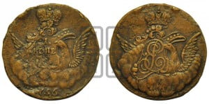 Копейка 1756 года (с орлом в облаках, гурт “ЕКАТЕРИНБУРГСКОГО ДВОРА”)