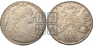 Полтина 1734 года (особый портрет, корона разделяет надпись)