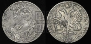 1 рубль 1726 года СП-Б (Портрет влево, Петербургский тип, знак двора СПБ под орлом)