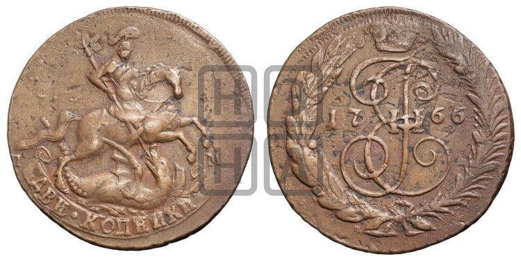 2 копейки 1766 года (СПМ, Санкт-Петербургский монетный двор)