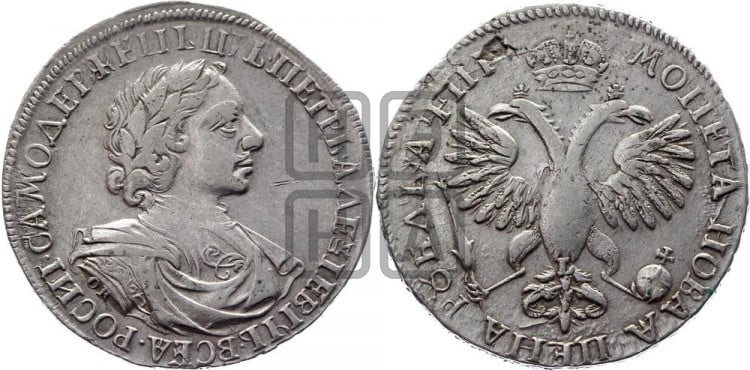 1 рубль 1718 года (портрет в латах, знак медальера ОК, без обозначения минцмейстера)