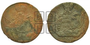 Копейка 1756 года (с орлом в облаках, гурт “ЕКАТЕРИНБУРГСКОГО ДВОРА”)