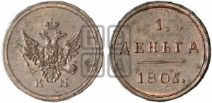 Деньга 1805 года КМ (“Кольцевик”, КМ, Сузунский двор). Новодел.