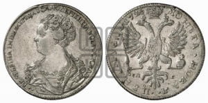 1 рубль 1726 года СП-Б (Портрет влево, Петербургский тип, знак двора СПБ под орлом)