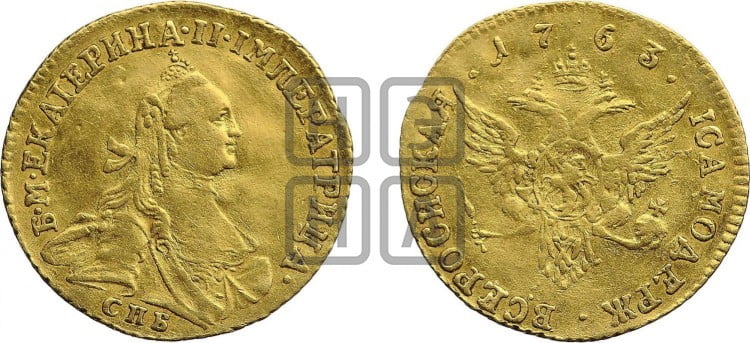 Червонец 1763 года (шарф на шее)