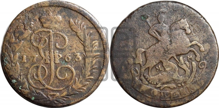 1 копейка 1763 года (ММ или без букв, Красный  монетный двор)