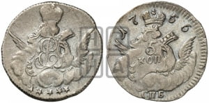 5 копеек 1756 года СПБ (кружок большого формата)