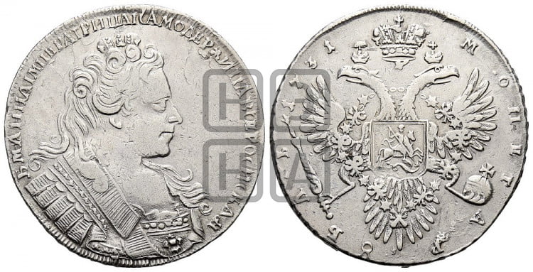 1 рубль 1731 года (с брошью на груди)