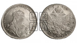 1 рубль 1738 года (петербургский тип, без СПБ, петербургский орел)