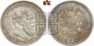 1 рубль 1887 года (АГ) (малая голова, борода не доходит до надписи)