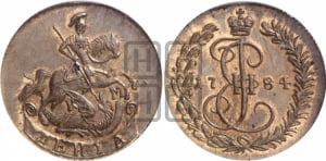 Денга 1784 года КМ (КМ, Сузунский монетный двор). Новодел.