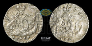 5 копеек 1756 года СПБ (кружок малого формата)