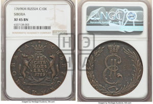 10 копеек 1769 года КМ (для Сибири)