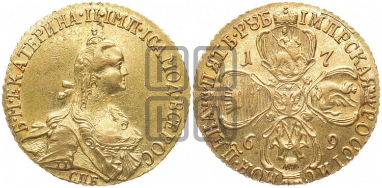 5 рублей 1769 года (без шарфа на шее)