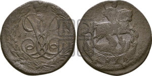 Денга 1760 года (с вензелем Елизаветы I)