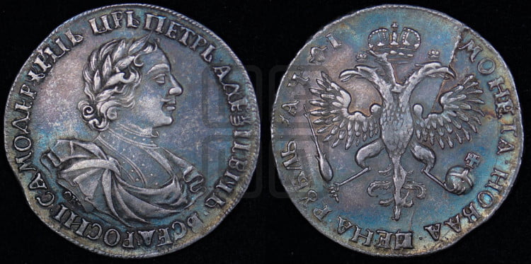 1 рубль 1719 года (портрет в латах, знак медальера ОК, без обозначения минцмейстера)