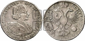 1 рубль 1721 года К (портрет в наплечниках, знак медальера К)
