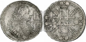 1 рубль 1729 года ( “Лисий нос”, с орденской лентой, рукав закрытый)