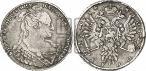 Полтина 1734 года (особый портрет, корона разделяет надпись)