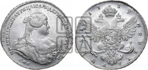 1 рубль 1739 года СПБ (петербургский тип, портрет 1740 года СПБ, розетка на груди и плече)