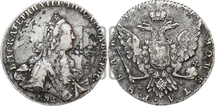 1 рубль 1769 года ( MMД, без шарфа на шее)